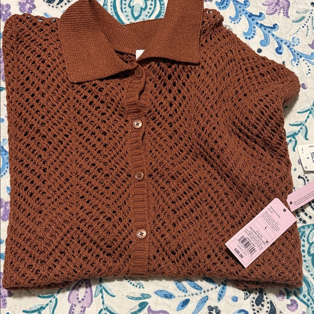 Wild Fable Brown Knit Cardigan